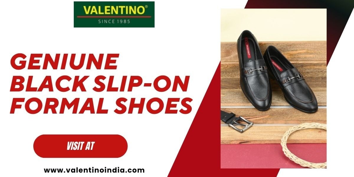 Men's Genuine Black Leather Slip-On Dress Shoes