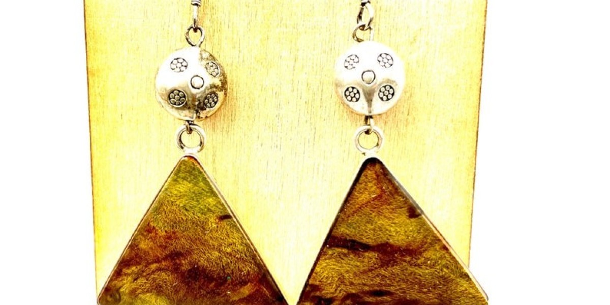 Triangle Shape Earrings - Exotic Wood & Resin Jewelry - Sterling Silver Bezels - Handmade Fashion Accessories - Wedd