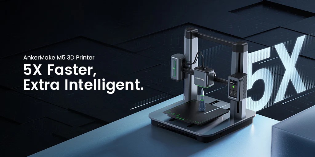 Ankermake M5 3D printer with the Ankermake app for remote control