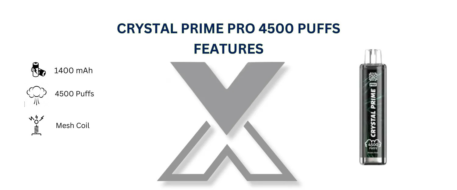 Get Crystal Prime Pro 4500 Box of 10 – compact, stylish, and full of flavor. 4500 puffs per device, ideal for daily vapers and retailers.