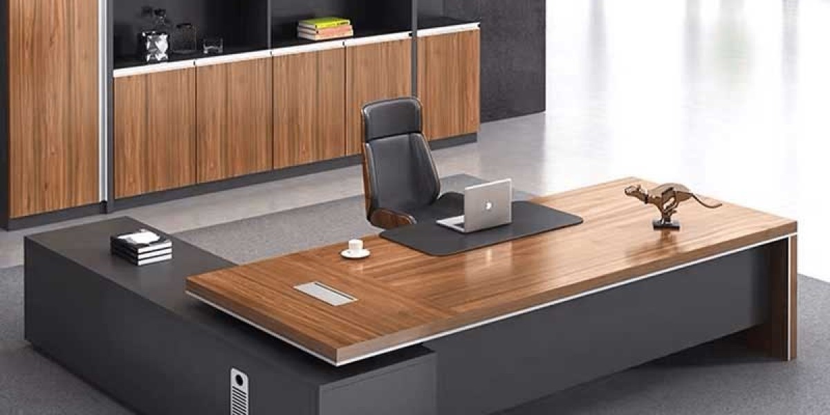 What are some trends in the shape and design of modern office tables?