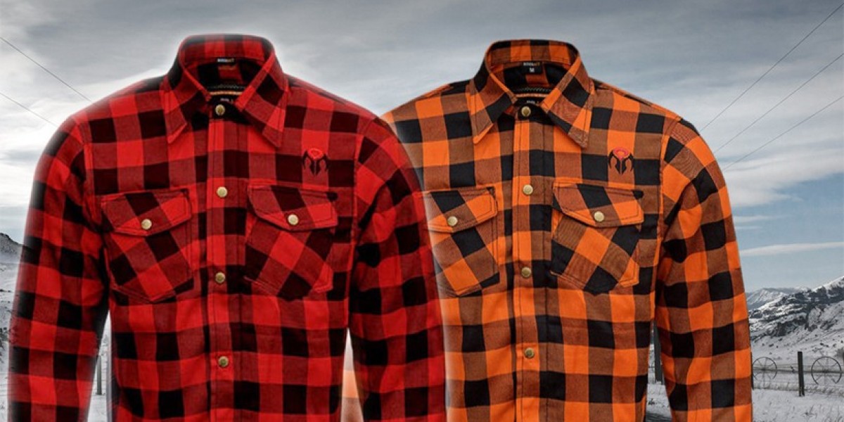 Men's Reinforced Motorcycle Kevlar Flannel Shirt for riding