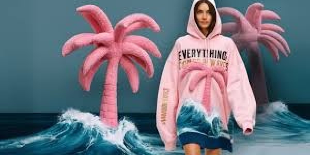 Step Into Fashion with Pink Palm Puff Hoodie