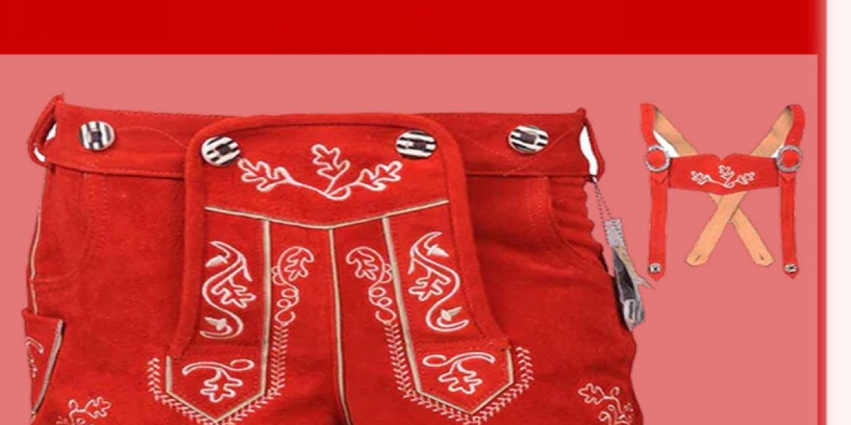 Authentic Women Lederhosen Red | Oktoberfest Costume