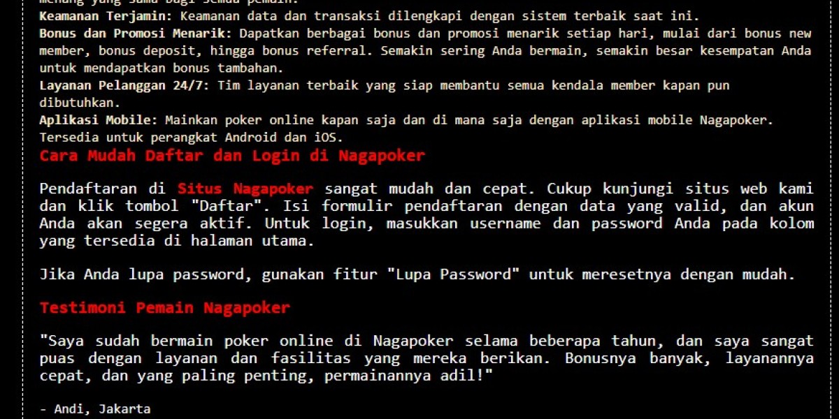 Slot NAGAPOKER: Sensasi Bermain Slot Online di Situs Poker Terpercaya