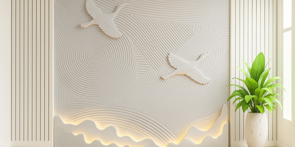 Bring Nature Indoors: Stone Wall Carvings Featuring Birds, Waves, Mountains