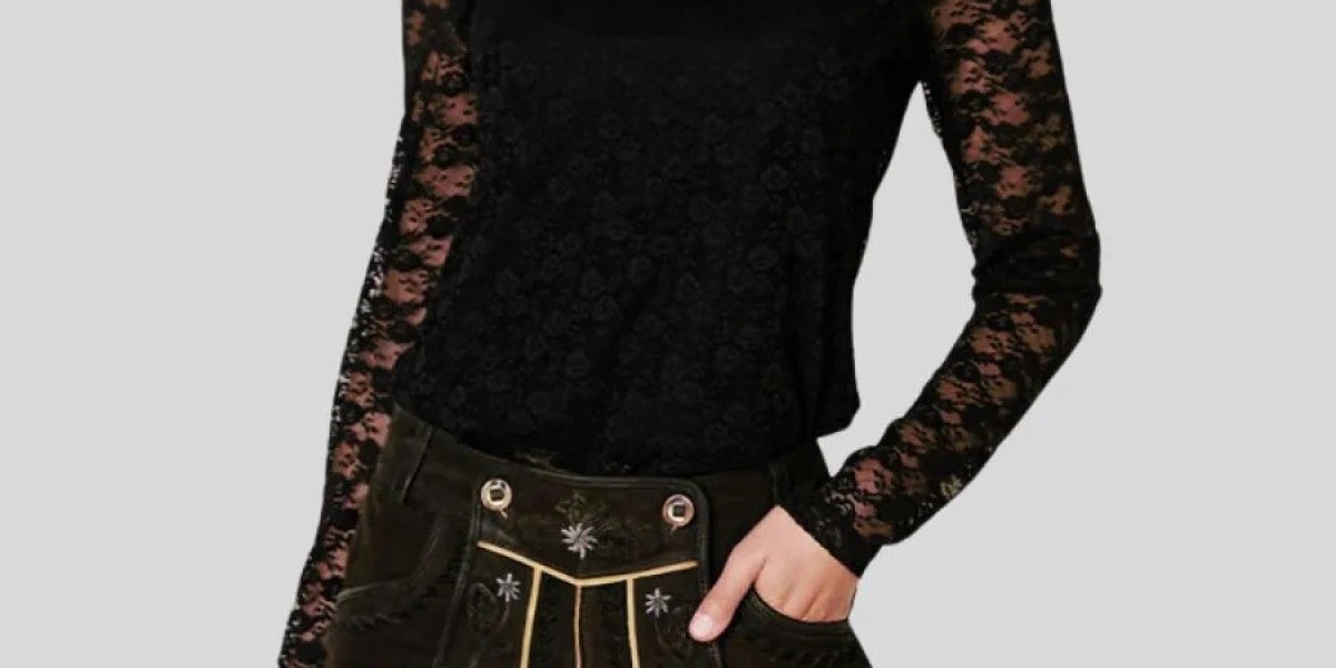 Sleek Black Lederhosen Women Outfit for Party Season