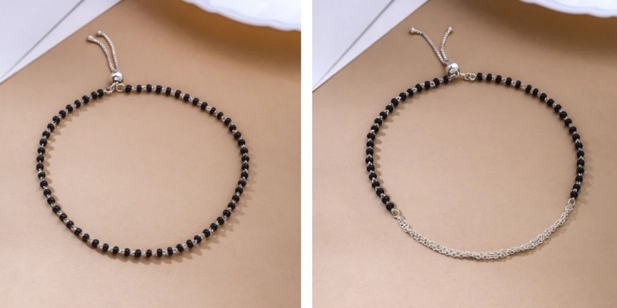 Timeless Elegance: Silver Black Thread Anklet
