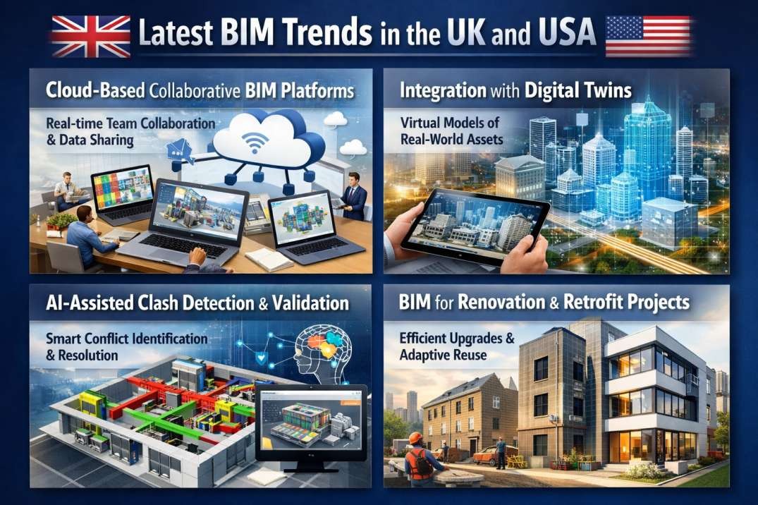 BIM trends influencing construction in the UK and USA