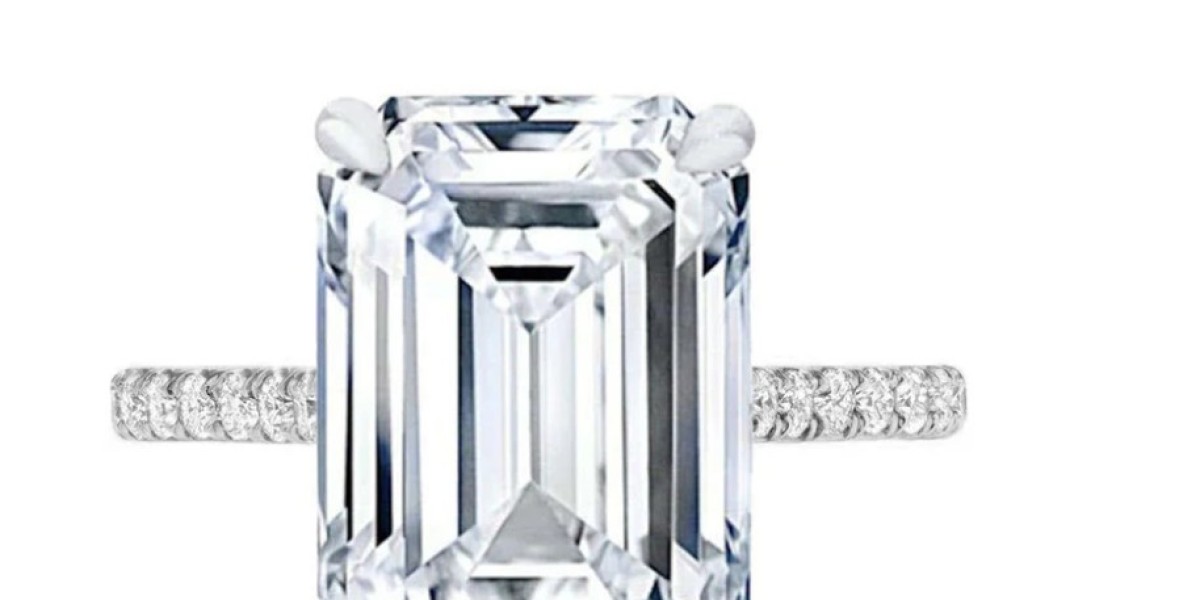 10 Carat Emerald Cut Lab Grown Diamond Engagement Ring