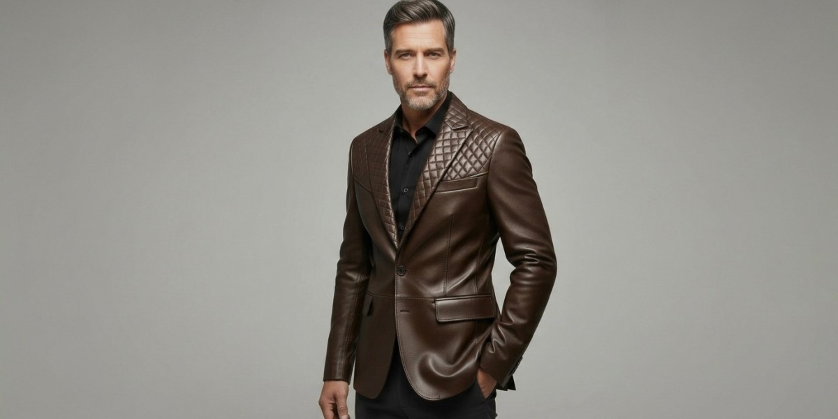 Men’s Brown Quilted Leather Blazer — Luxury Fashion Forward Outerwear