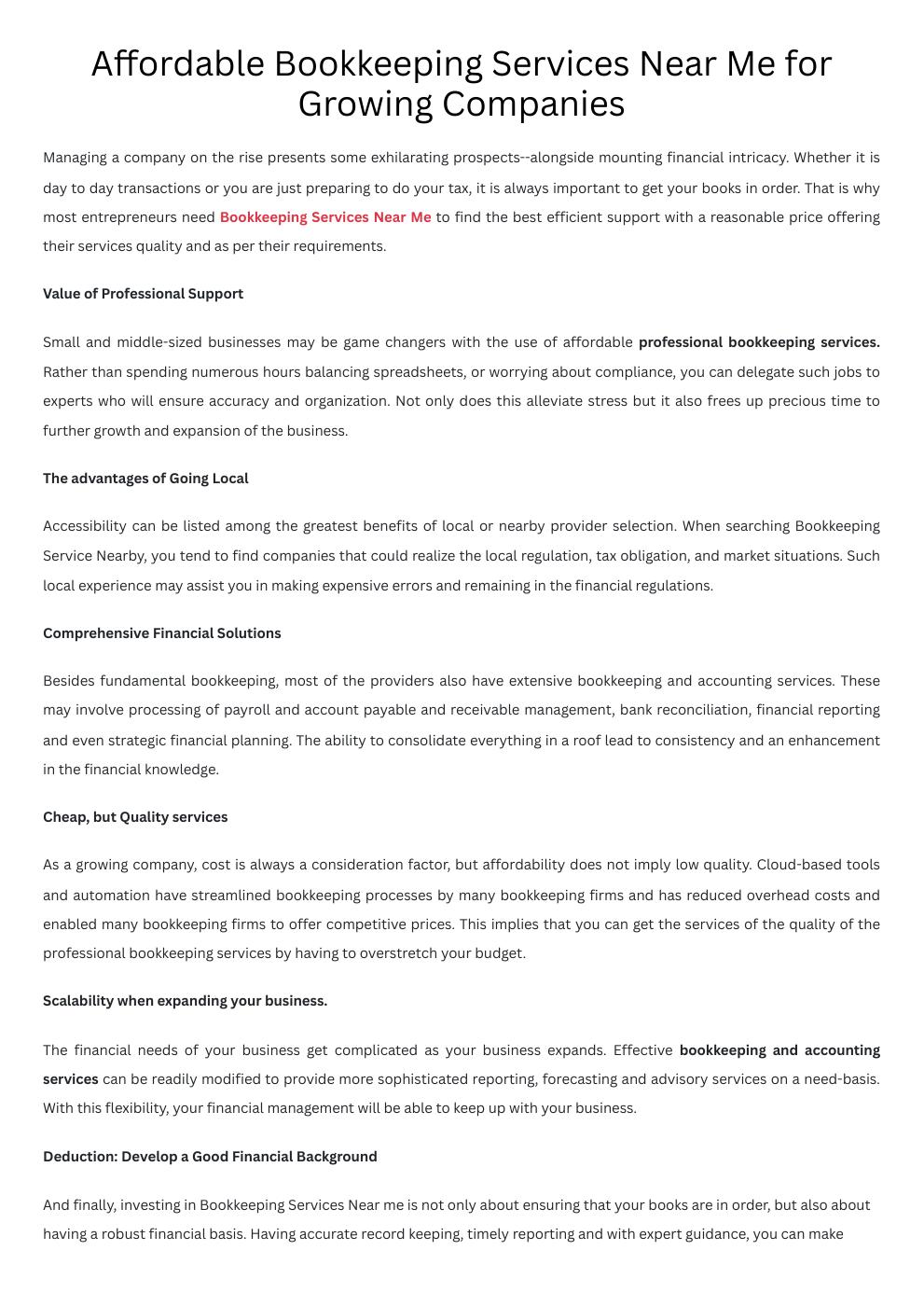 Affordable Bookkeeping Services Near Me for Growing Companies