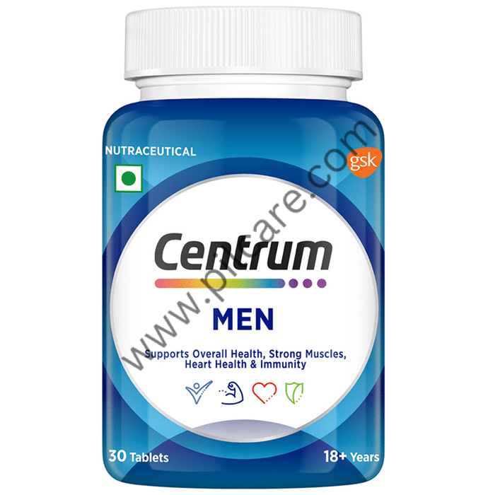Centrum Men Vegetarian Tablets for Muscles - Heart & Immunity | World's No.1 Multivitamin | Nutrition Formula