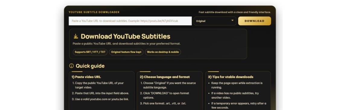 Downsub YouTube Tải Phụ Đề