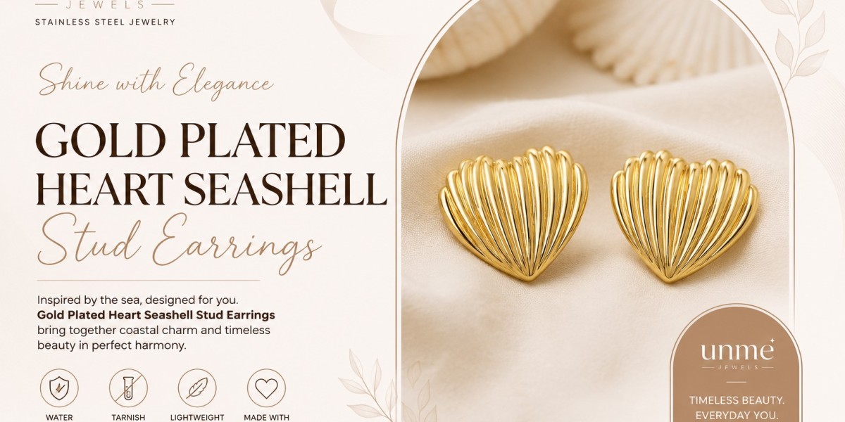 Gold Plated Heart Seashell Stud Earrings: A Perfect Blend of Coastal Charm and Timeless Elegance